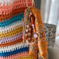 Scarf & Bead Layered Bag Charm | Orange & Pink - Gold