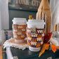 Coffee Cup Sleeve | Burgundy, Orange, Cream Plaid