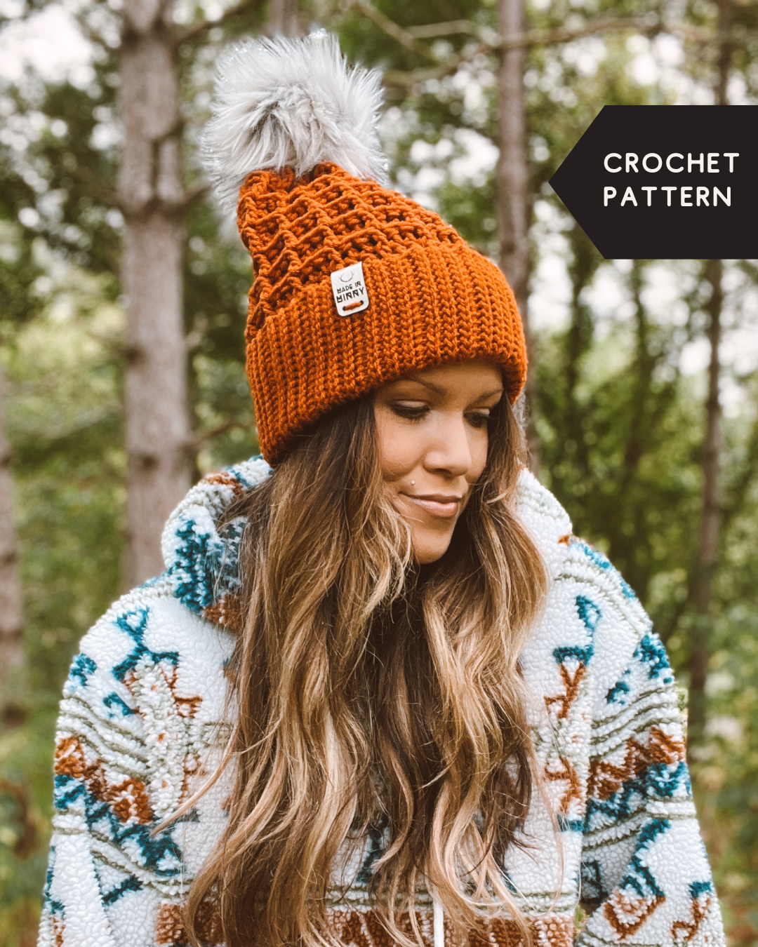 Crochet Pattern: Monochrome Waffle Beanie