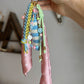 Scarf & Bead Layered Bag Charm | Pink, Blue, Green - Gold