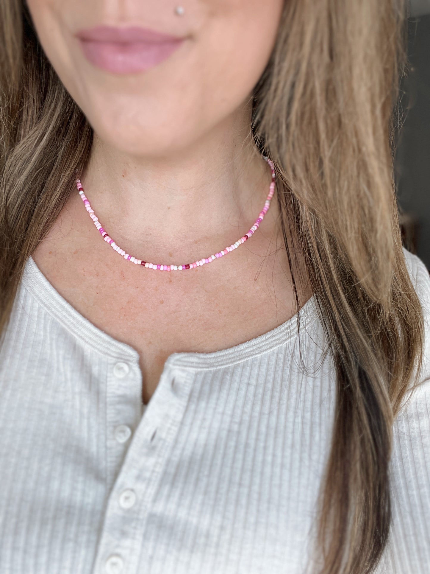 Let’s Love Dainty Beaded Necklace