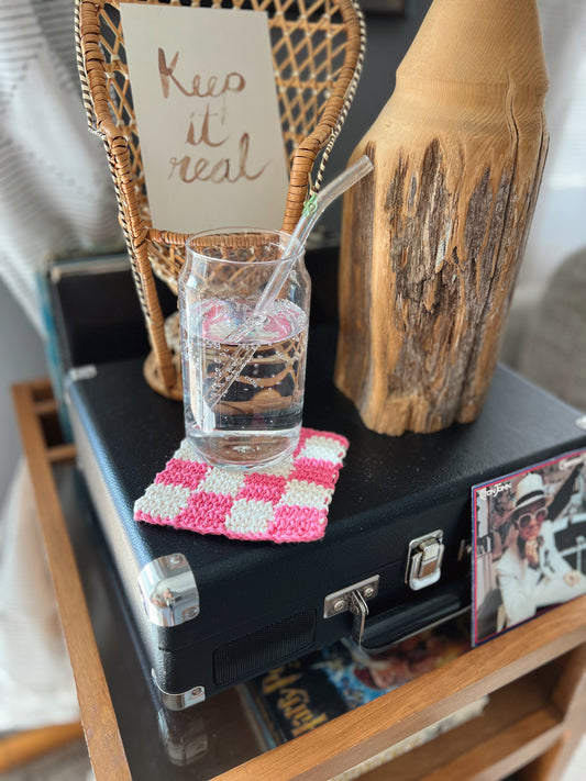 XL Check Crochet Coaster (multiple colors)