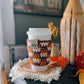 Coffee Cup Sleeve | Burgundy, Orange, Cream Plaid