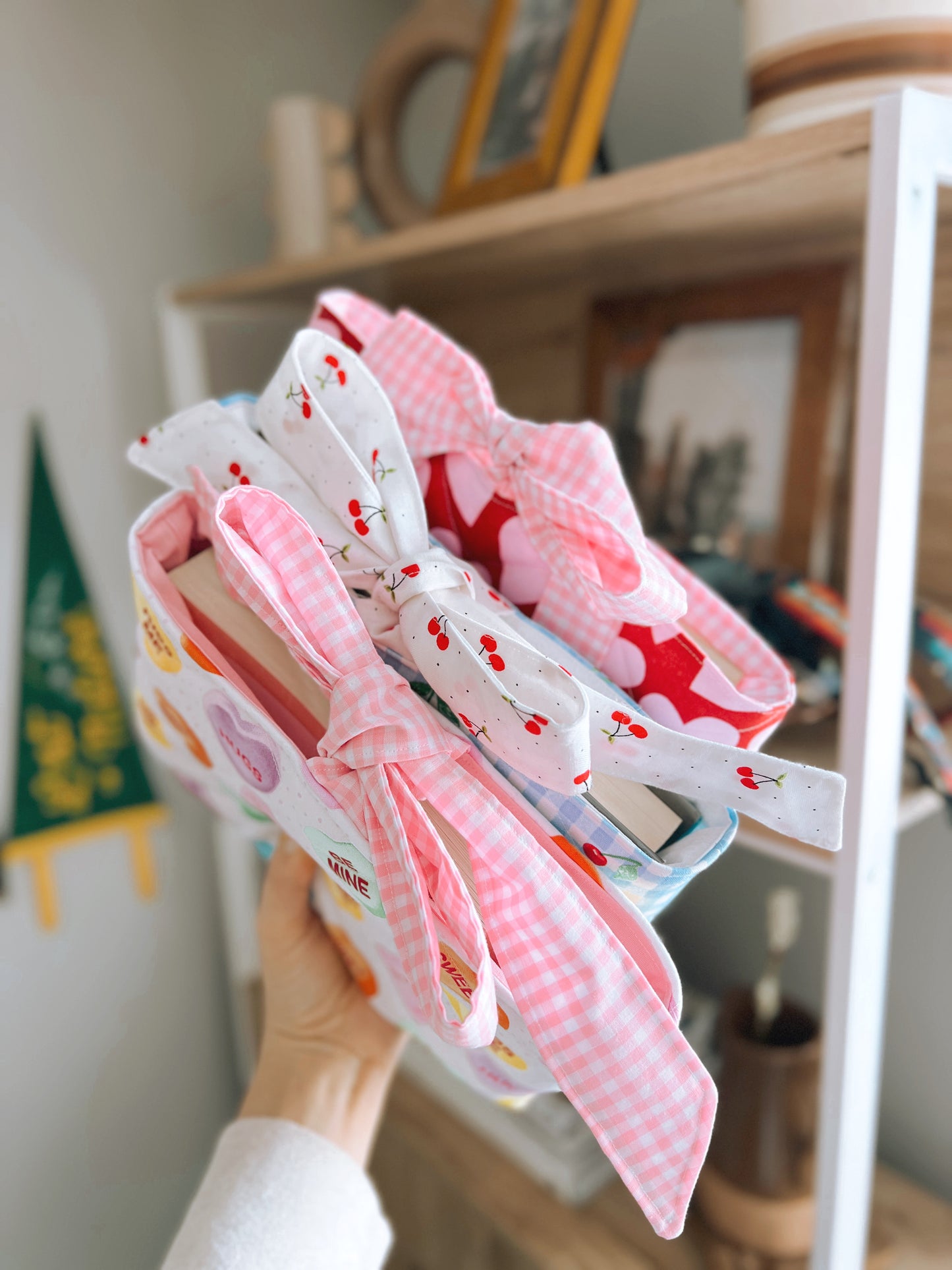 Candy Hearts Quilted Book Sleeve