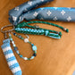 Scarf & Bead Layered Bag Charm | Blue & Green - Silver