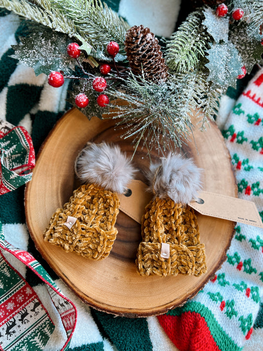 Boho Velvet Beanie Christmas Ornaments (set of 2)