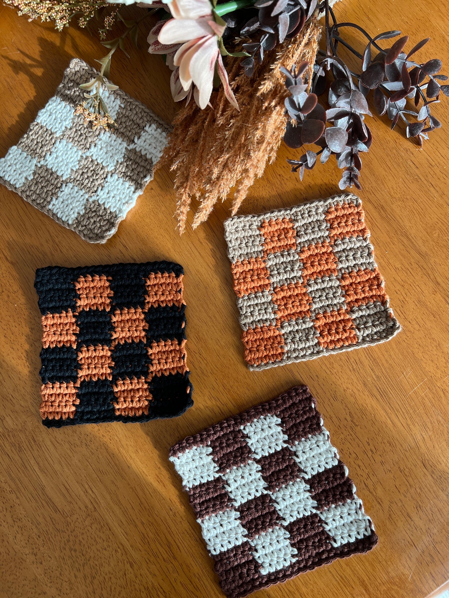 XL Check Crochet Coaster (multiple colors)