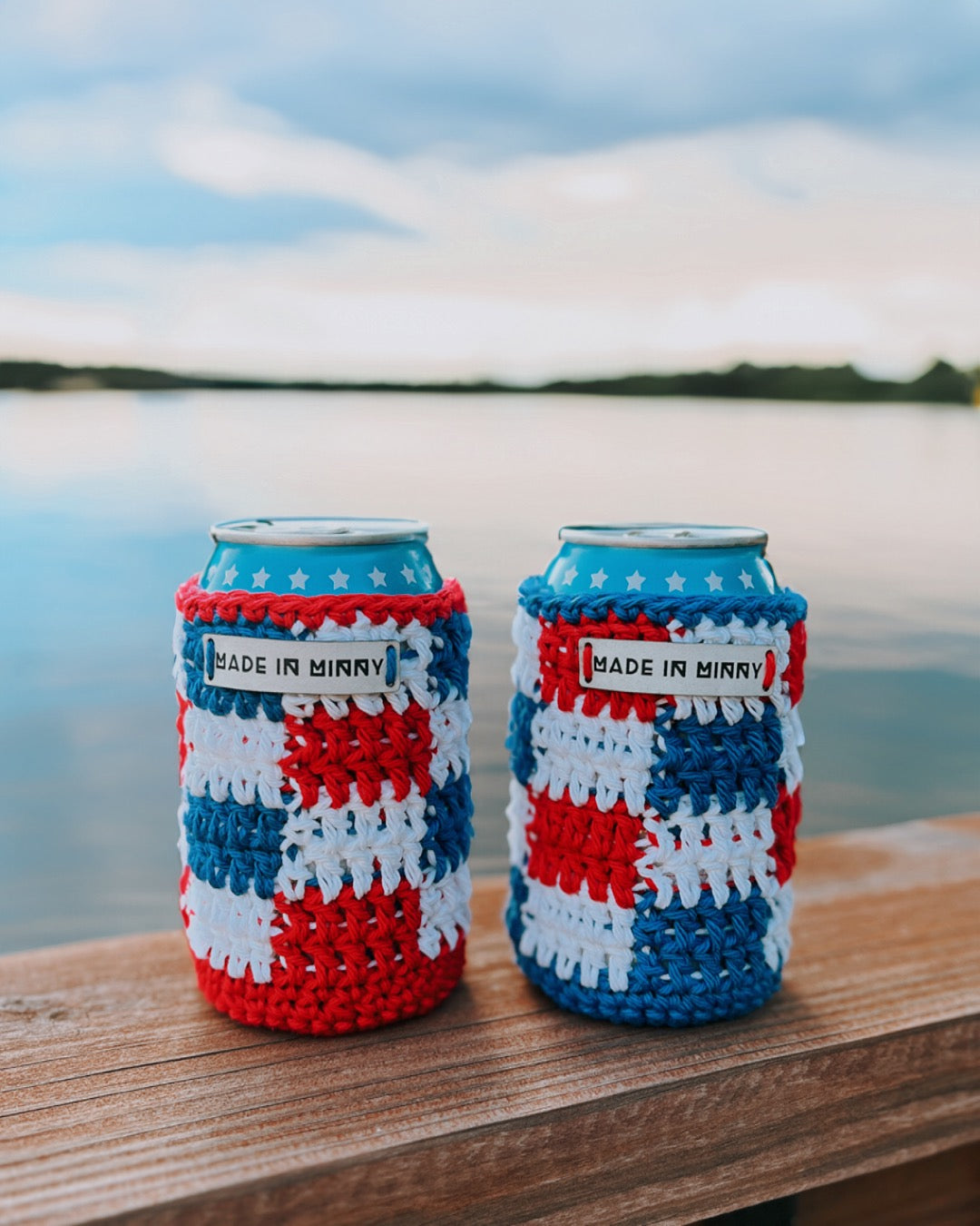 Red, White & Blue Check Can Coozies (limited edition)