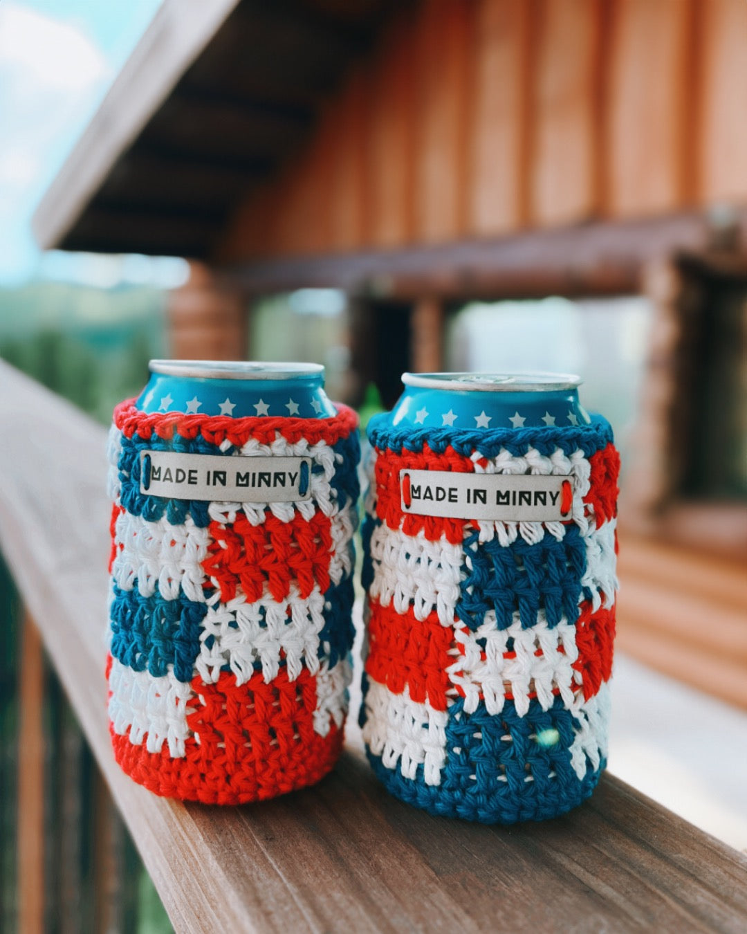 Red, White & Blue Check Can Coozies (limited edition)