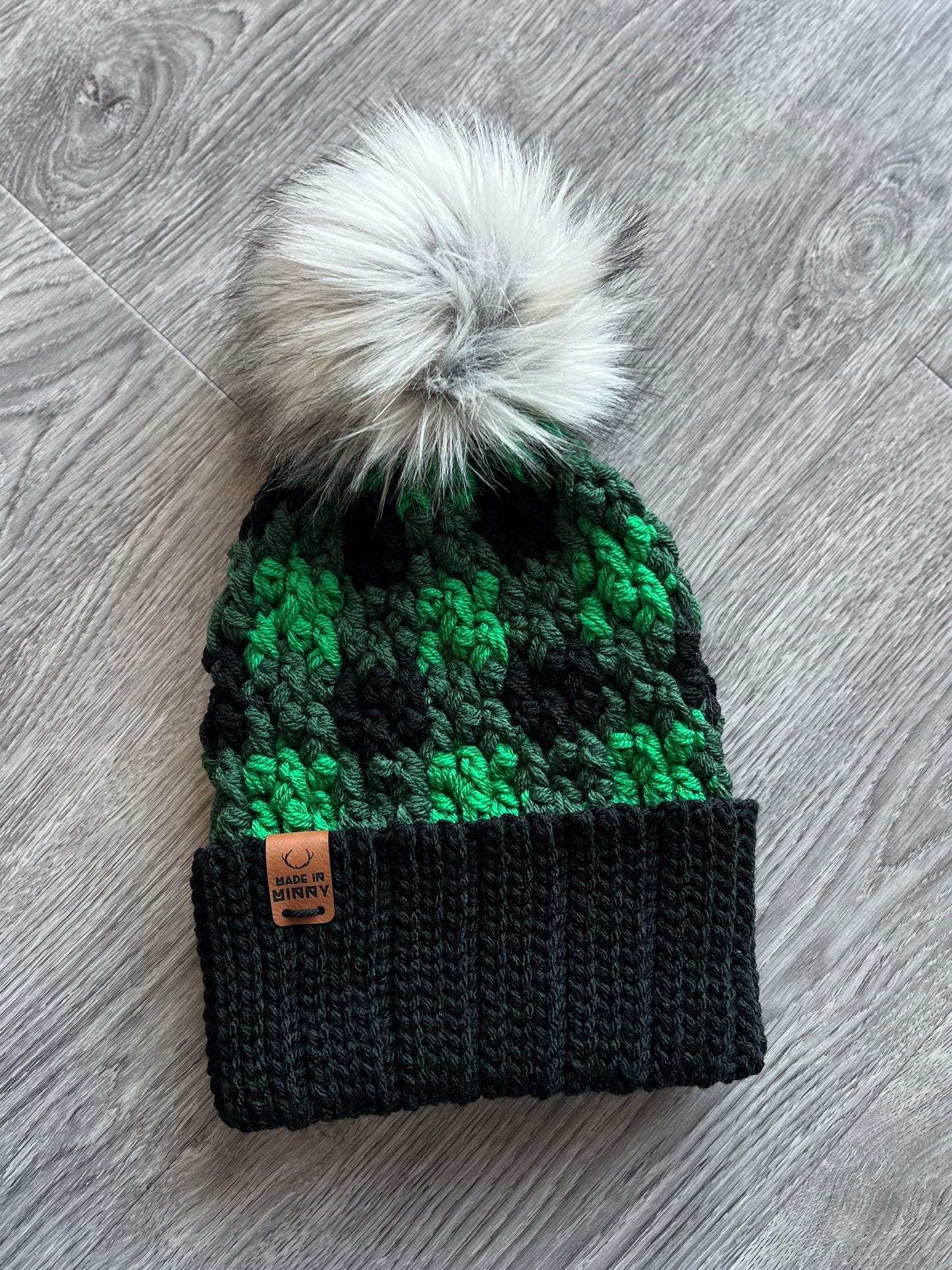 Chunky Plaid Beanie | Black & Green