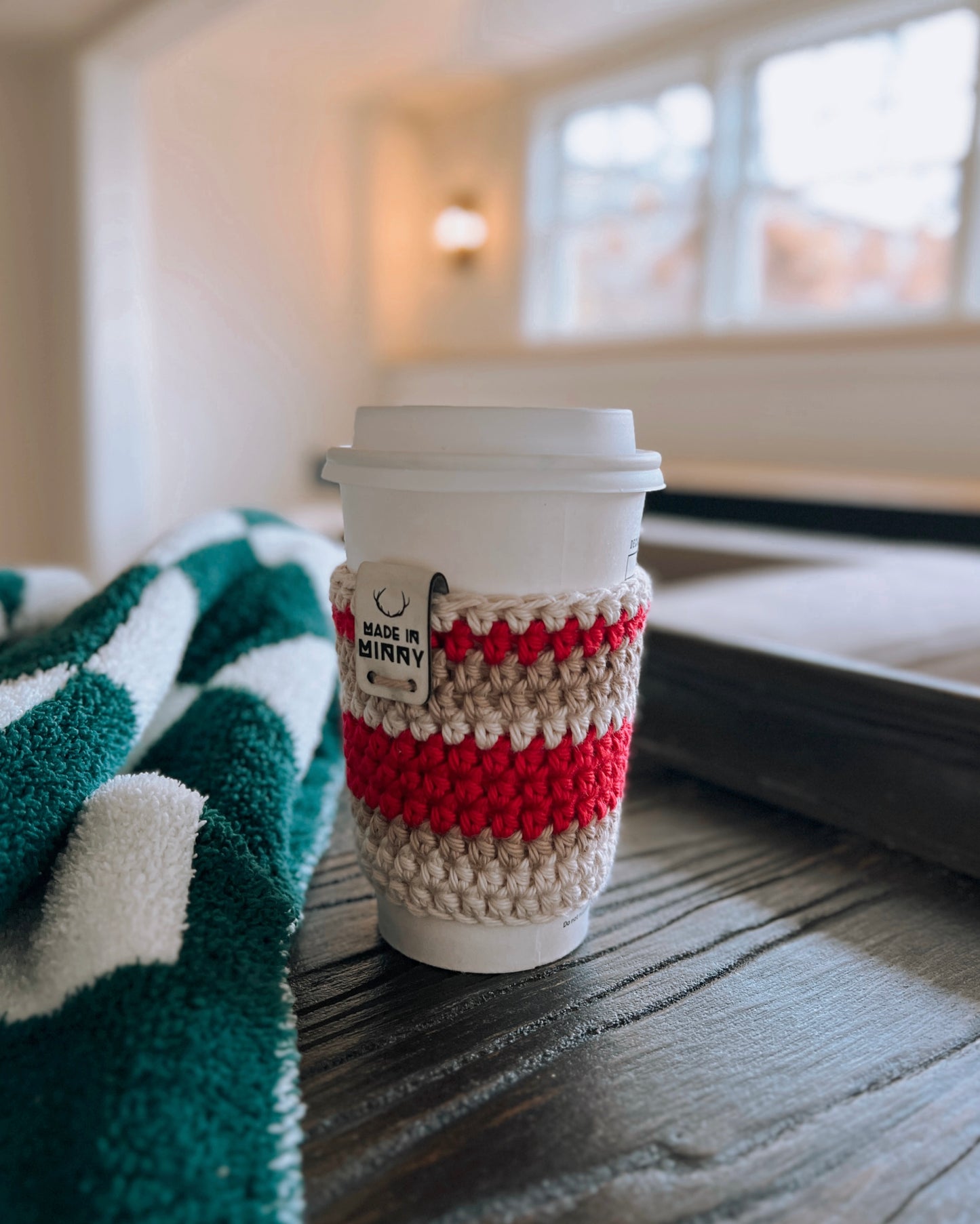 Coffee Cup Sleeve | Vintage Stripe | Red & Cream