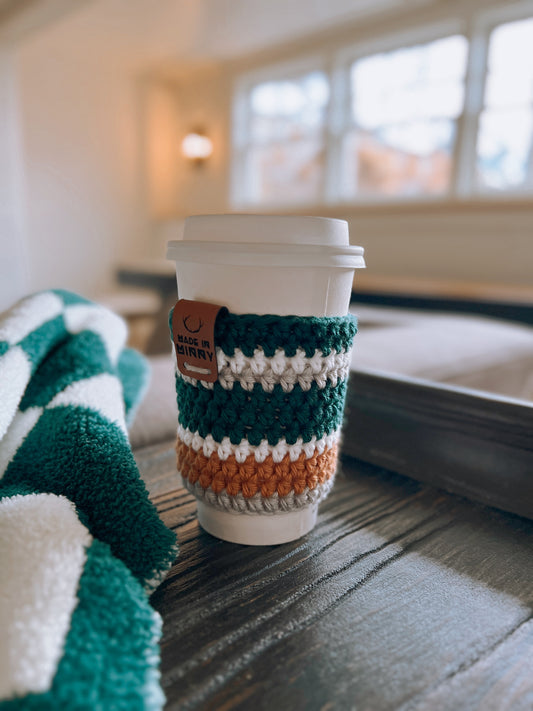 Coffee Cup Sleeve | Vintage Stripe | Forest