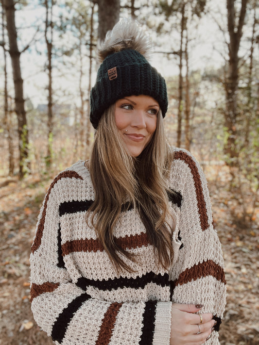 Minny Foldover Beanie II | Chunky Black