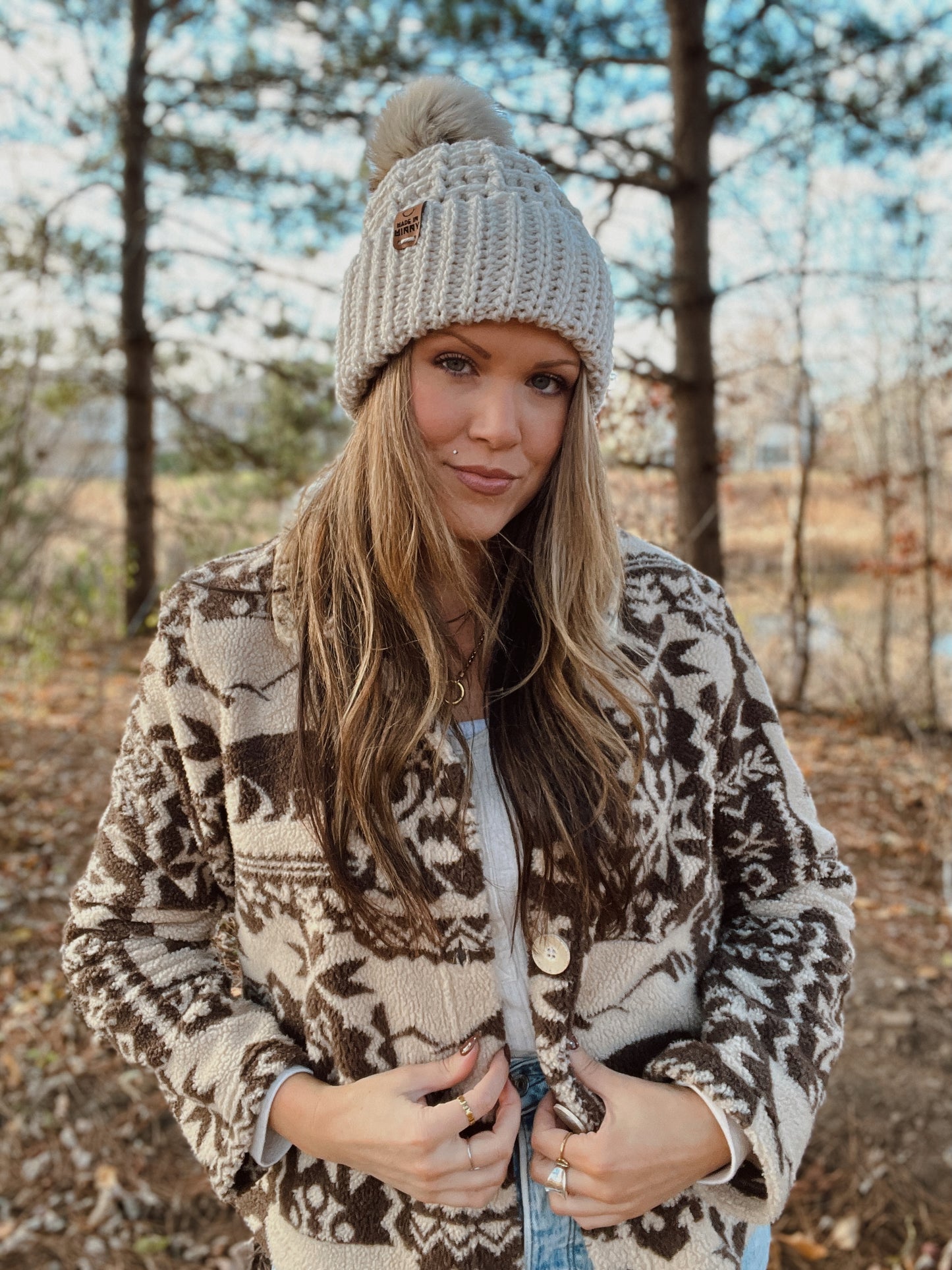 Chunky Waffle Fold Beanie | Linen