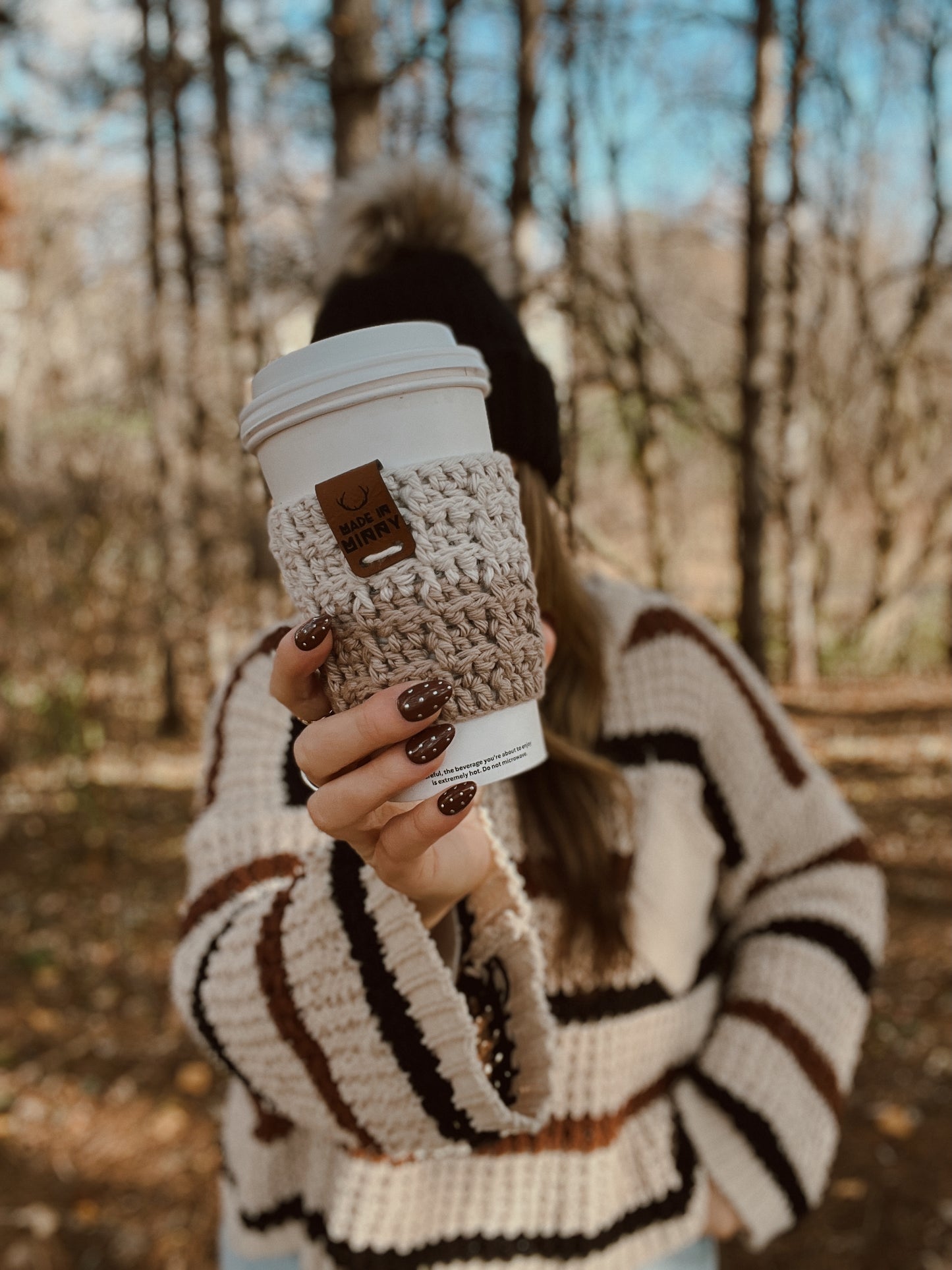 Waffle Coffee Cup Sleeve | Cream & Tan