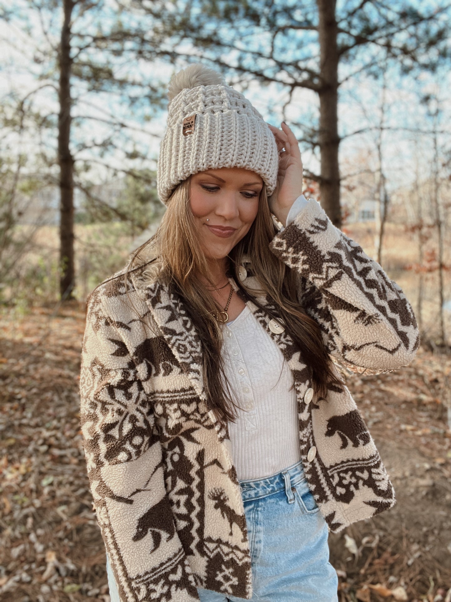 Chunky Waffle Fold Beanie | Linen