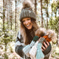 Chunky Textured Fold Beanie | Olive Multi