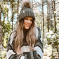 Chunky Textured Fold Beanie | Olive Multi