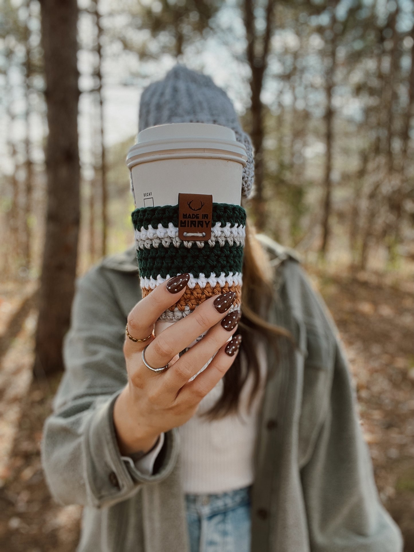 Coffee Cup Sleeve | Vintage Stripe | Forest