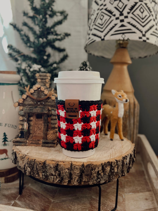 Coffee Cup Sleeve | Red & White Plaid