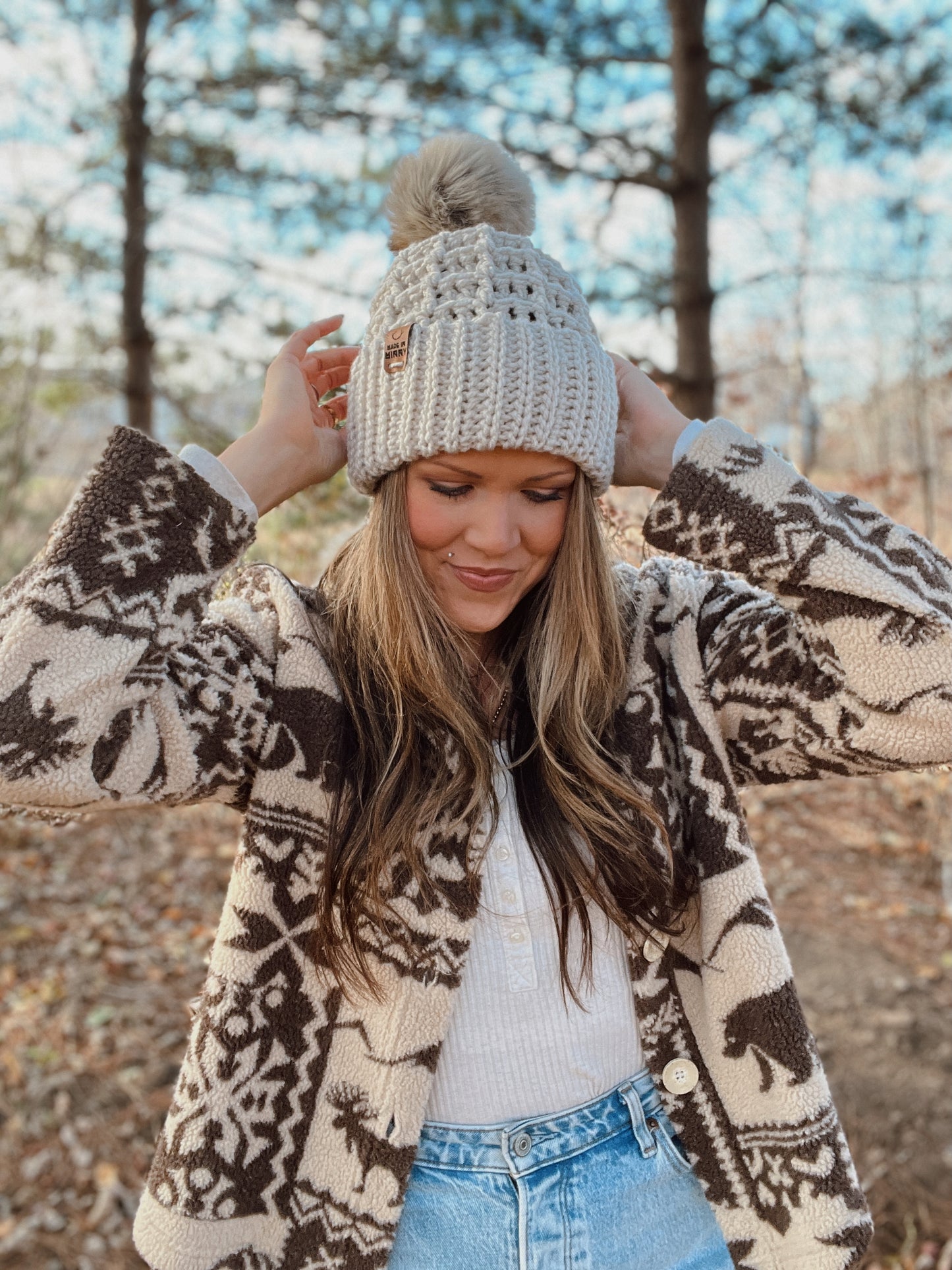 Chunky Waffle Fold Beanie | Linen