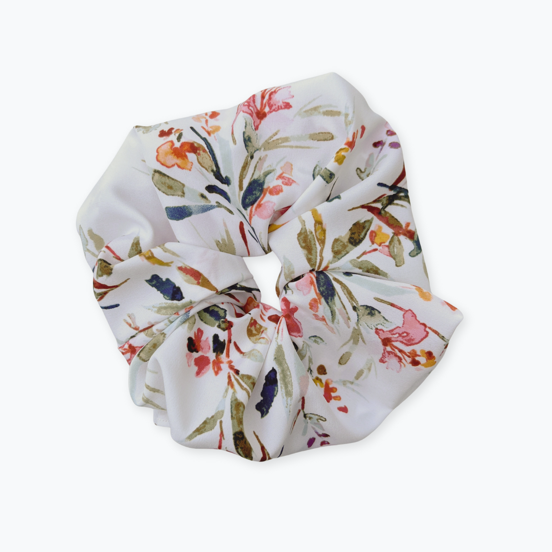 White Multi Floral XL Scrunchie