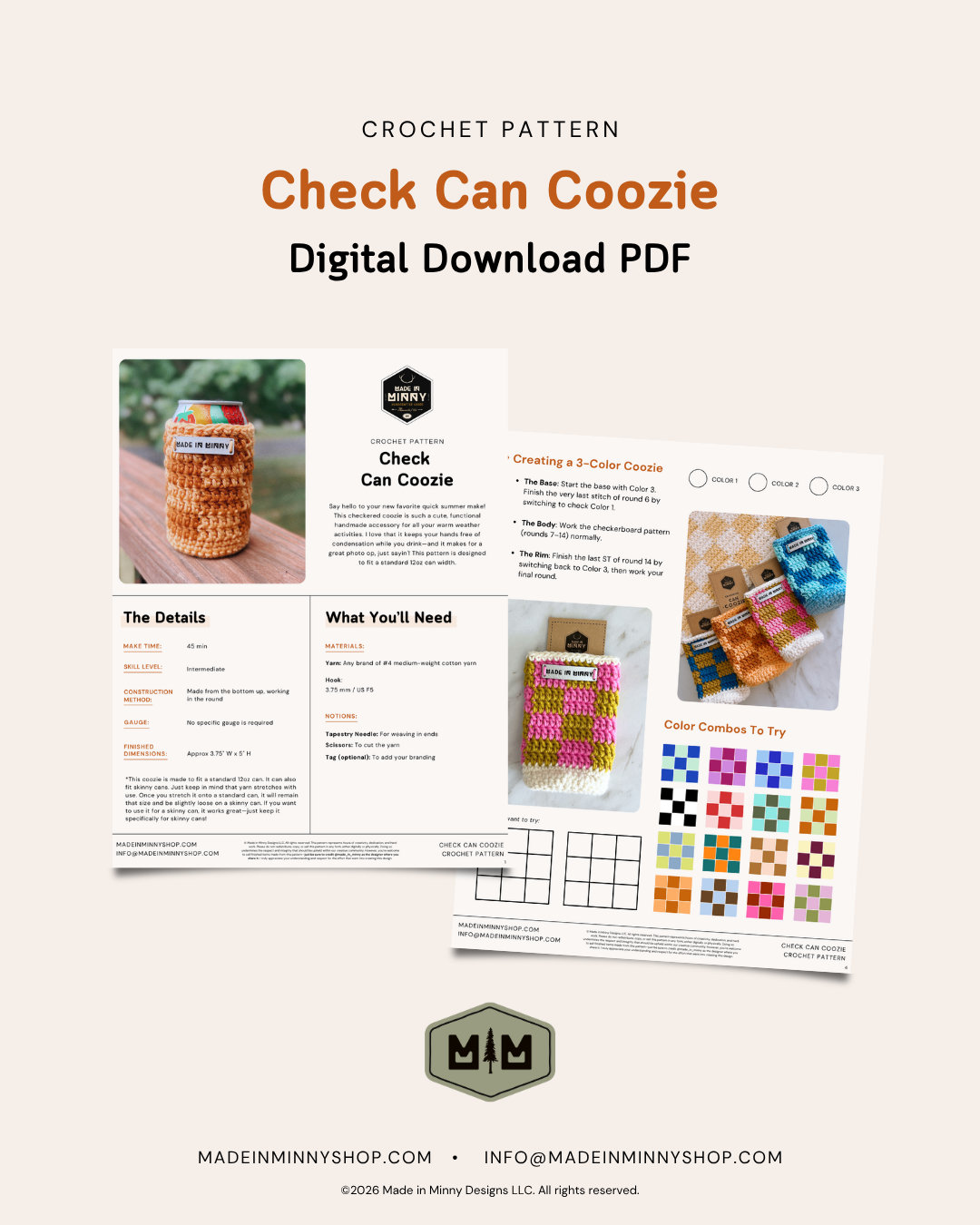 Crochet Pattern: Check Can Coozie