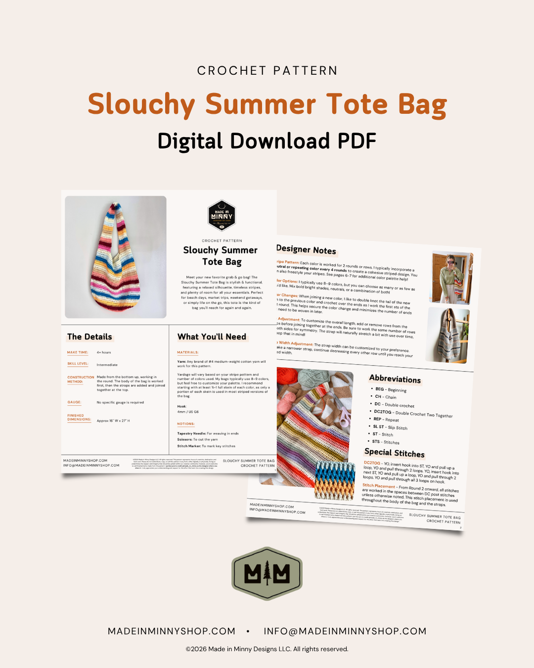 Crochet Pattern: Slouchy Summer Tote Bag