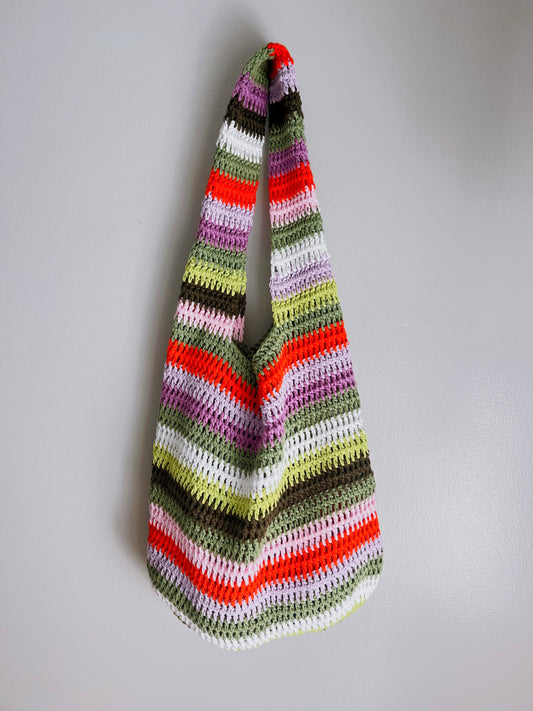 Handmade Slouchy Summer Tote Bag crocheted with cotton yarn