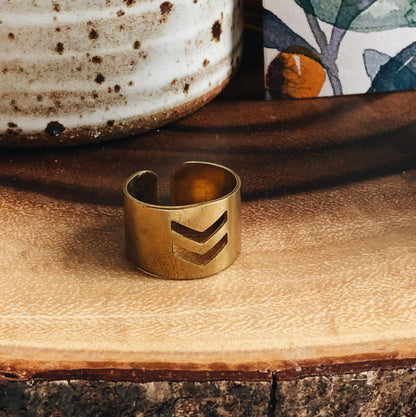 Double Chevron Wide Band Ring